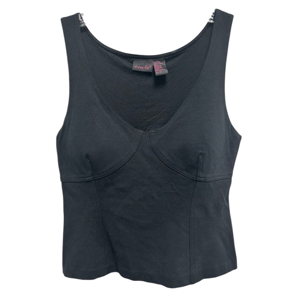 Shape fx Women's Sleeveless Tank Top Padded Stretch Size 12 Black